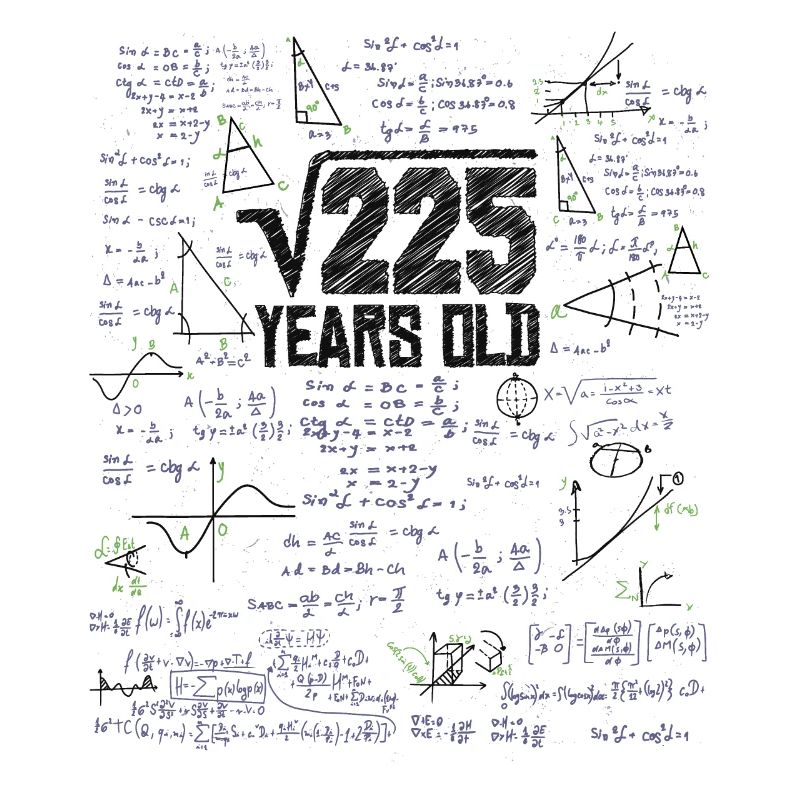 Square Root of 225 Math Nerd 15th Birthday