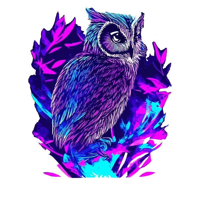 Neon Owl Psychedelic Owl Art