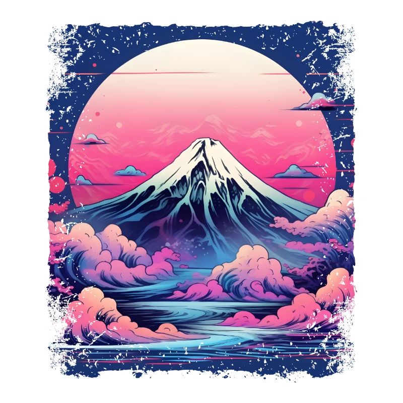 Vaporwave Vulkan Ästhetik Japan Sight Mount Fuji
