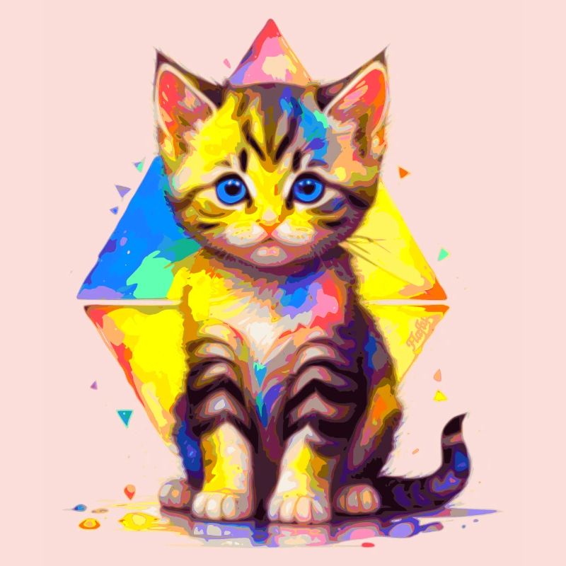 Rainbow Kitty - painted with geometries