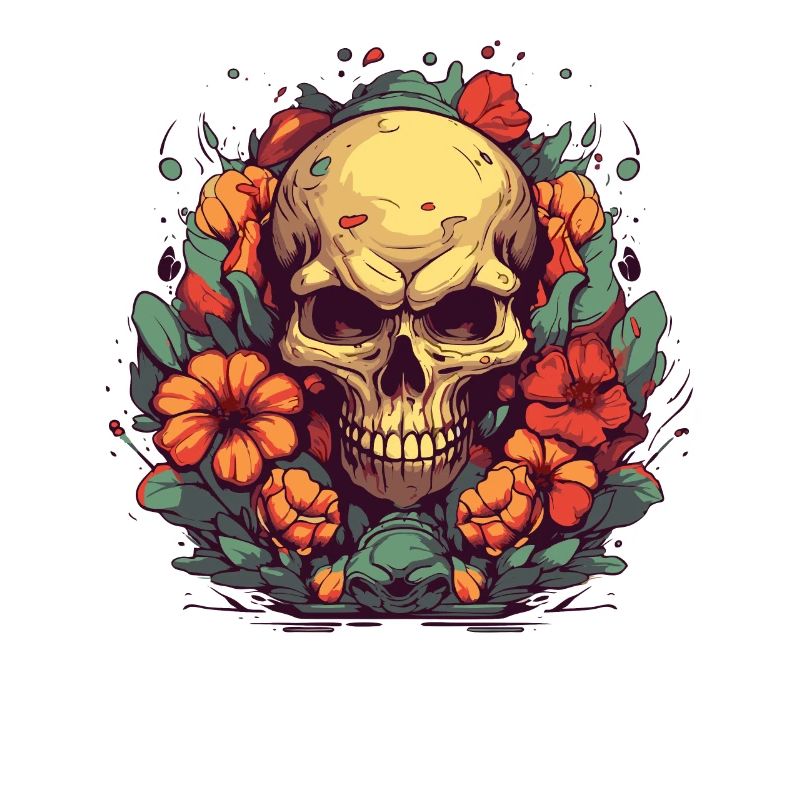 Fleurs de jardin et crânes et fleurs colorées