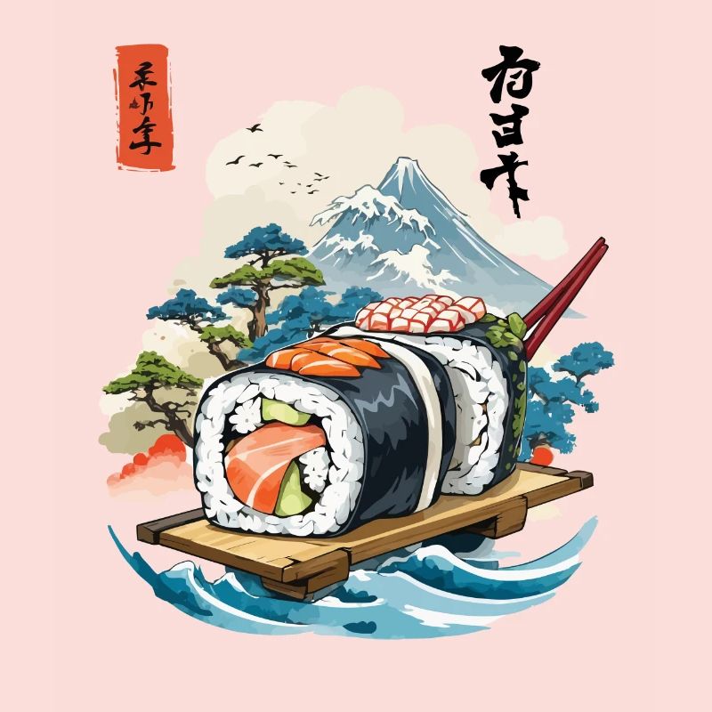 Ukiyo-E Sushi Artwork Design
