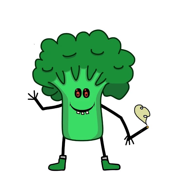 Broccoli Vegetable Teens Smoking Joint Canabis