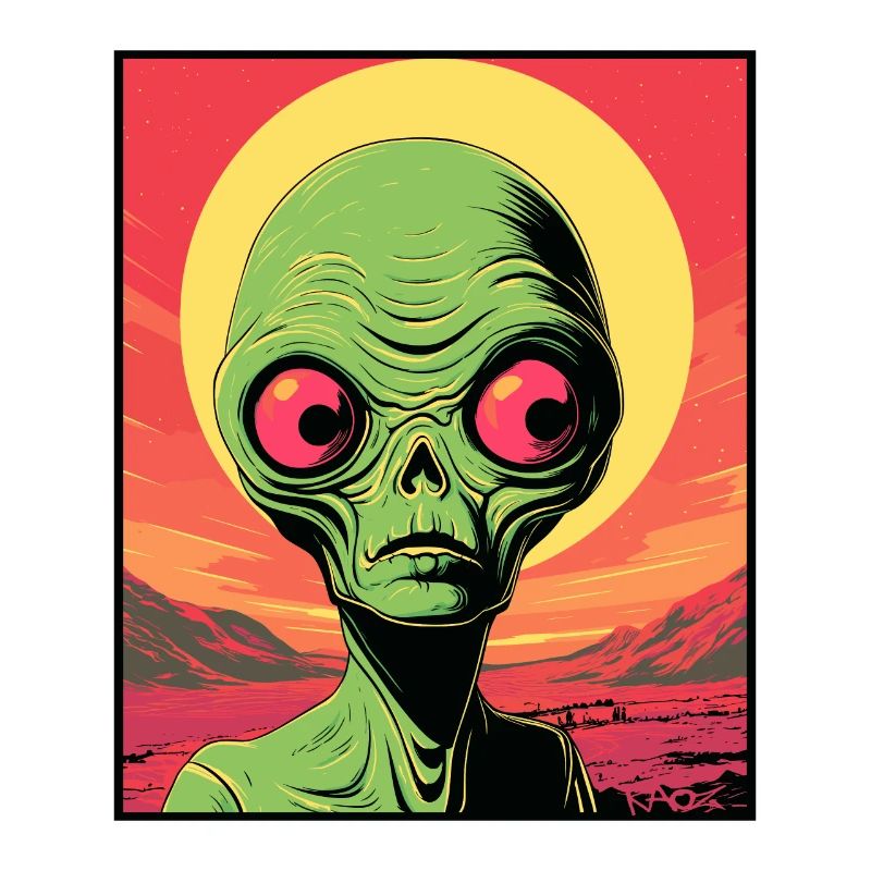 A small green alien on Mars