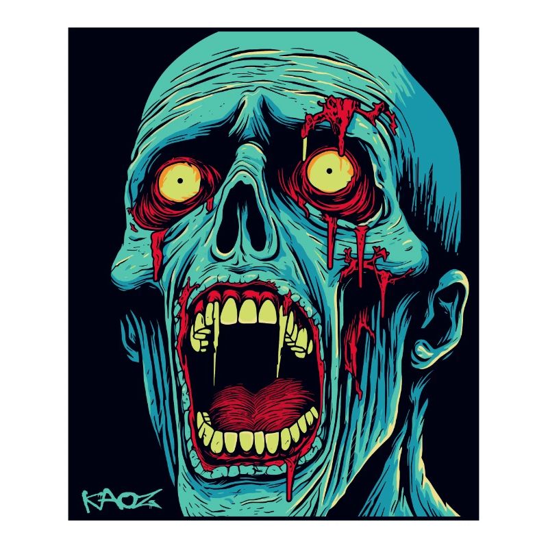 A screaming green skull zombie