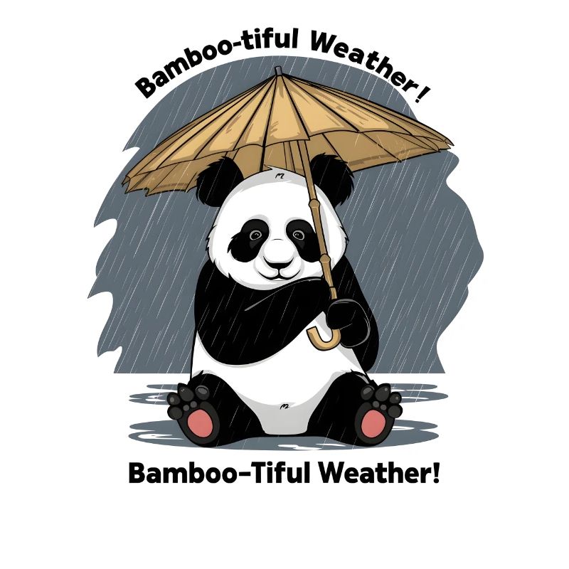 Panda avec parapluie en bambou Météo bambou !