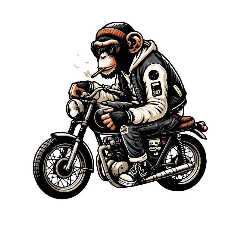 Chimpanzé Biker Coolness Tee