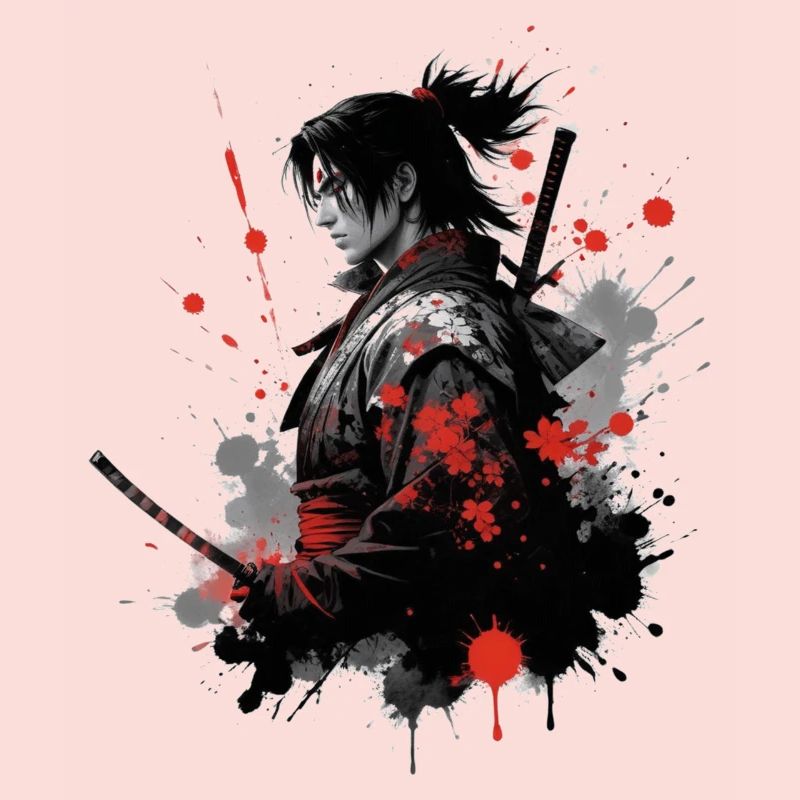 Samurai Krieger Wasserfarben Design