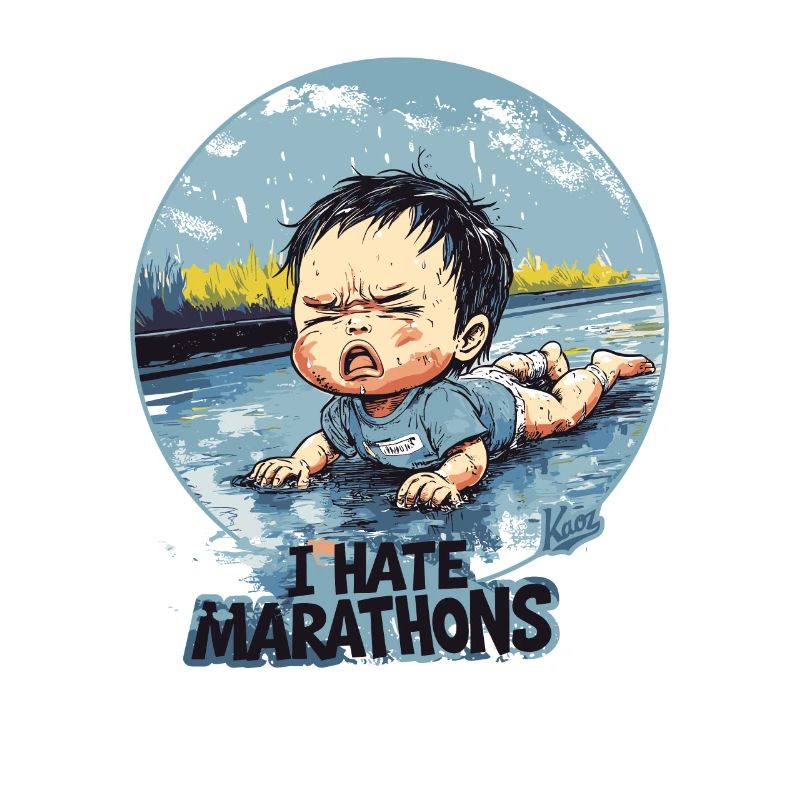 Crying baby "I hate marathons"