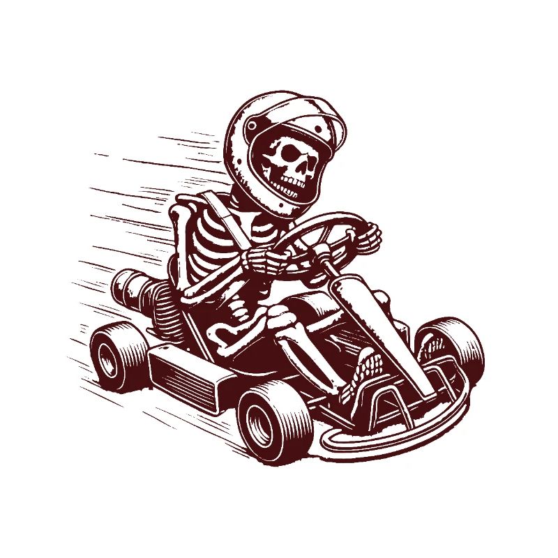 Rétro Skeleton Go-Kart Driver Course Adventure