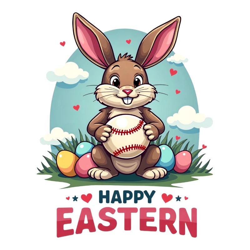 Baseball Happy Eastern Easter Bunny Sport