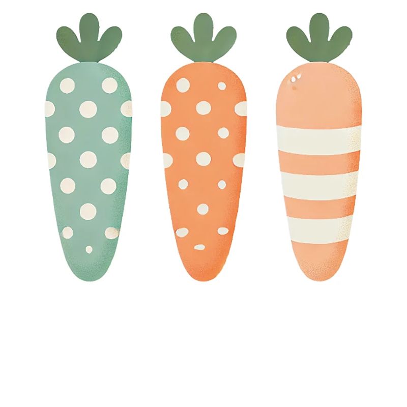 Mignons Carottes de Pâques à pois à rayures pastel