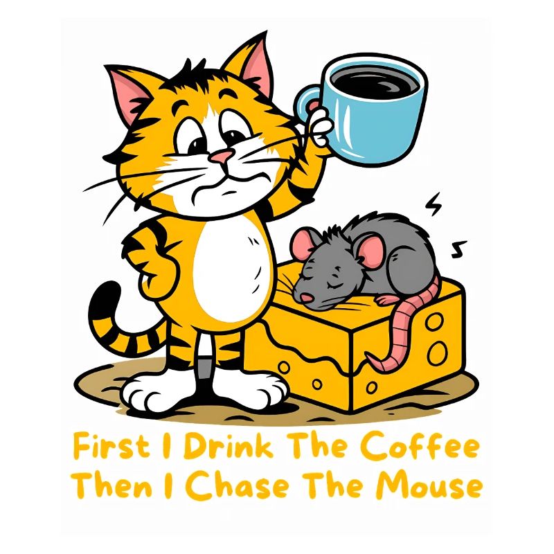 First I Drink The Coffee Funny Cat Mouse Coffee
