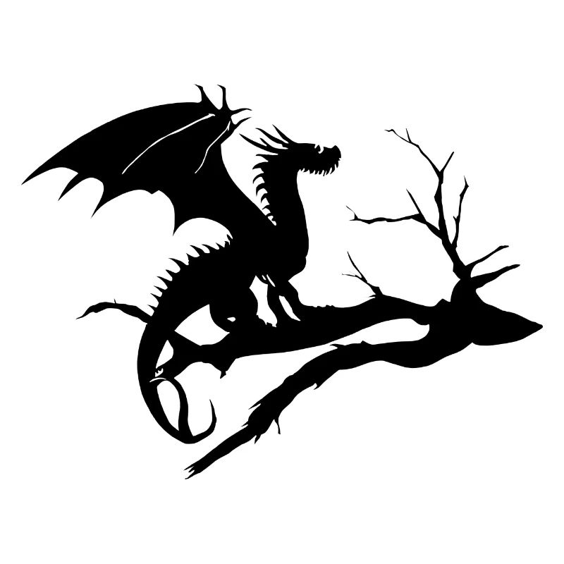 drache design silhouette toter baum