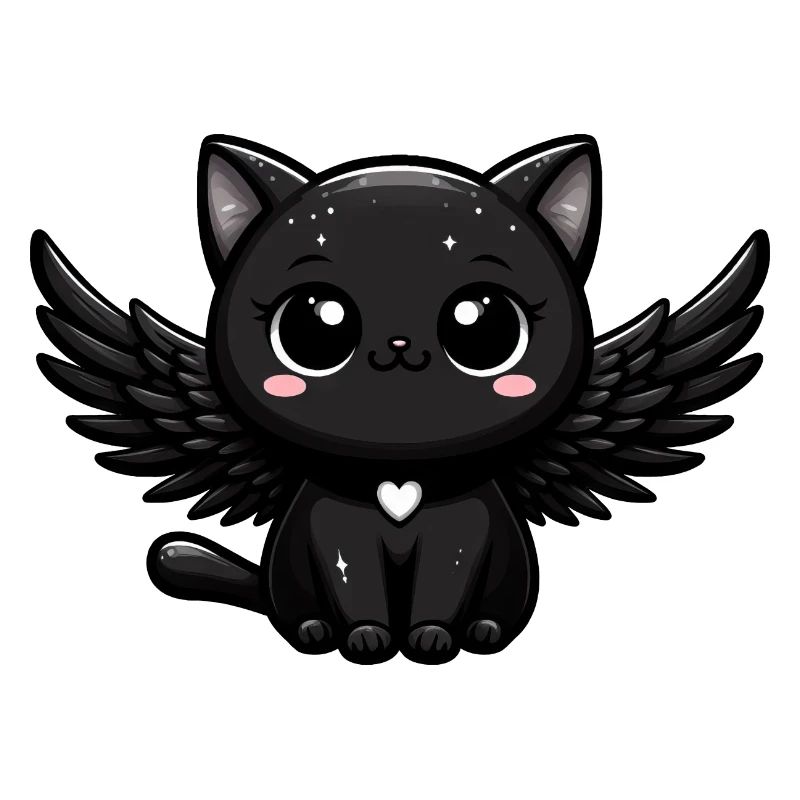 Gothic Engel Katze süß schwarz dunkel Flügel