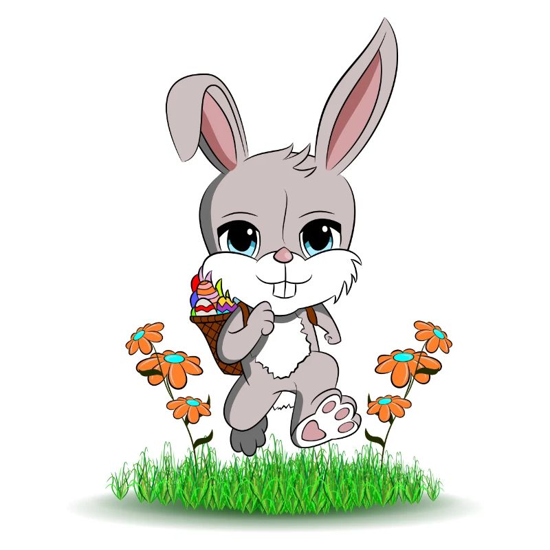 Easter bunny with Easter eggs in the basket