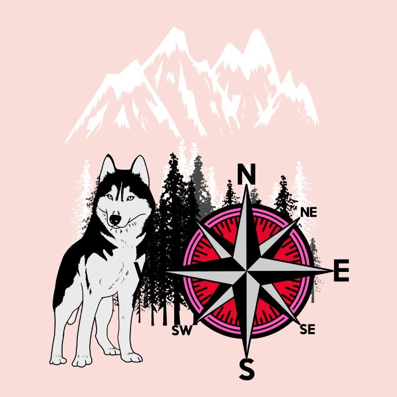 Nature Wilderness Chiens Husky Compass Windrose