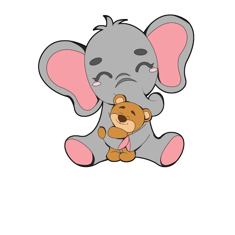 Bébé éléphant et ours en peluche