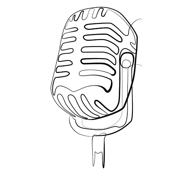 Singer microphone - one line drawing