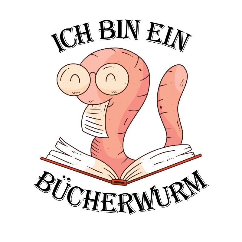 Ich bin ein Bücherwurm Buch Lesen Cartoon witzig