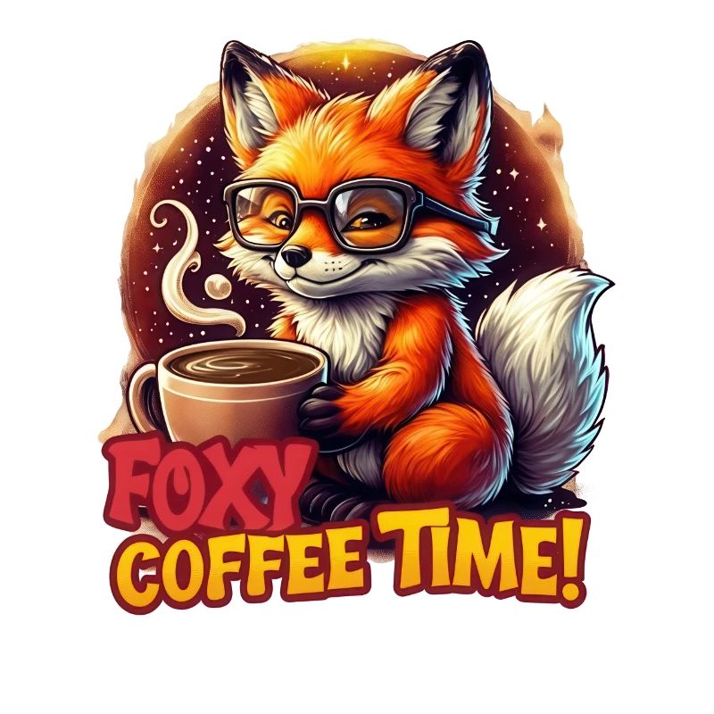 Funny Fox Animal Foxy Coffee time Fuchs mit Kaffee