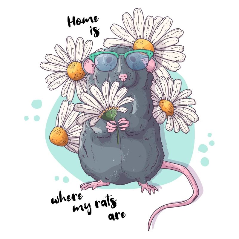 Süße Ratte mit Blümchen | Lustiger Spruch