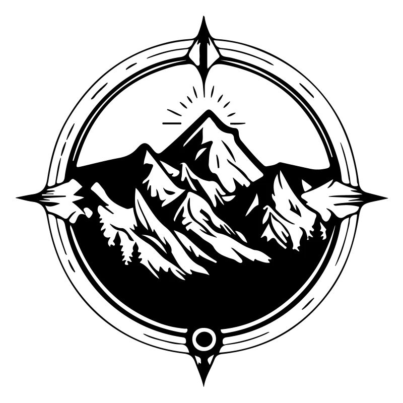 Compass Mountains Travel Symbol