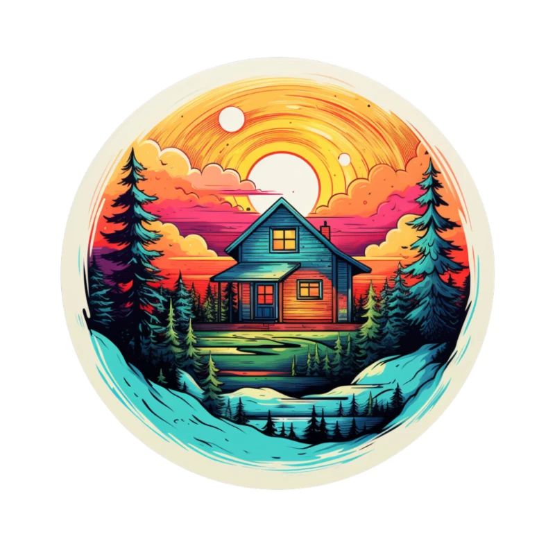 Cabane forestière au coucher du soleil - Tiny House