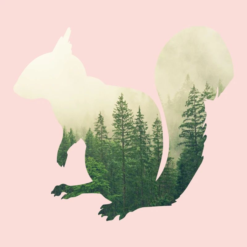 Eichhoernchen - Wald Doppelbelichtungs-Effekt