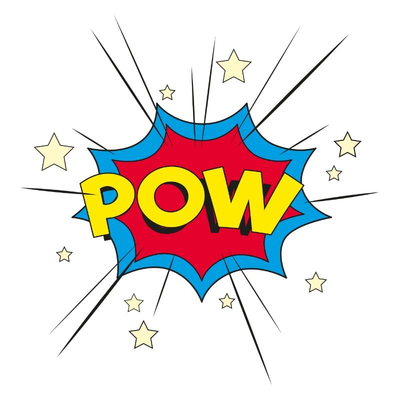 Pow Sterne Superhelden Stark Blau Rot Gelb