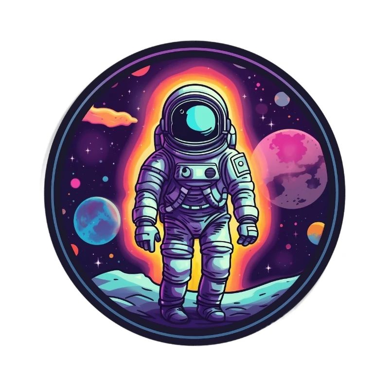 Retro Space Doodle: Astronaut Adventure