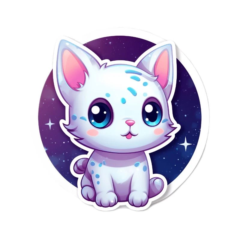 Mignon chat de dessin animé flottant dans l’espace
