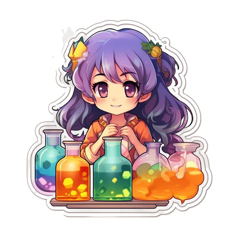 Colorful Alchemist Mixing Magic