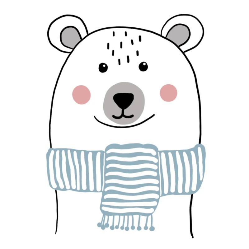 Polar bear with a light blue scarf