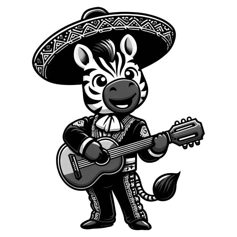 Cinco de Mayo Zebra: Mariachi in black and white