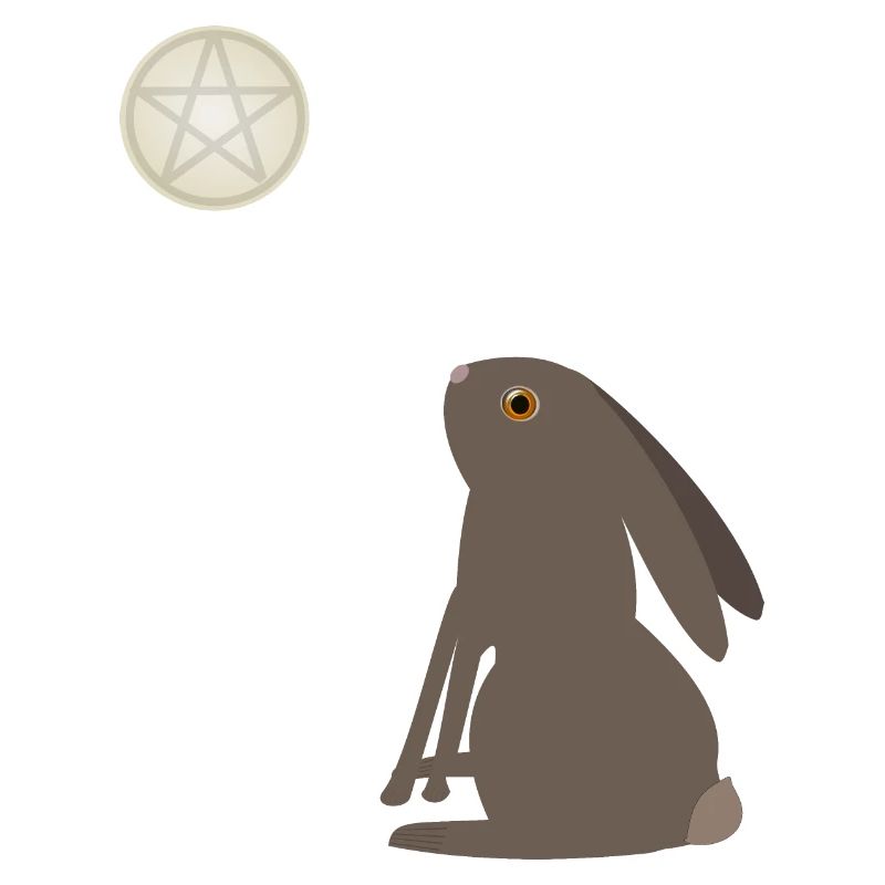 Magical Wiccan Hare and Pentacle Moon