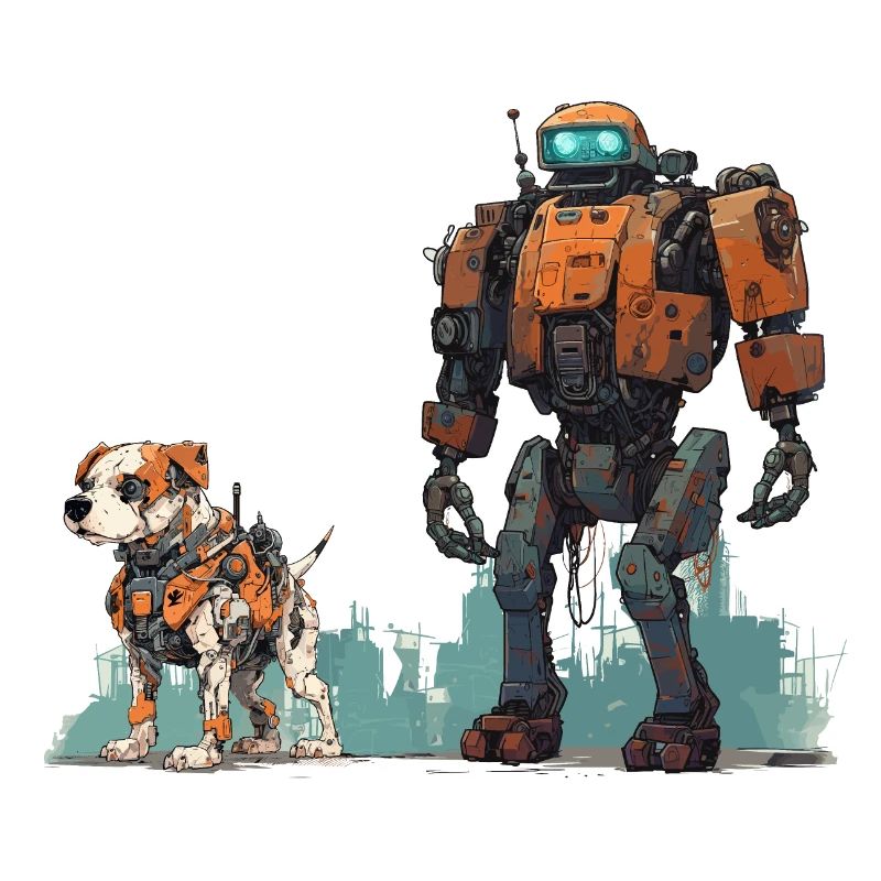 Robot with Robo Dog SCI-FI Dog Walk Robotics