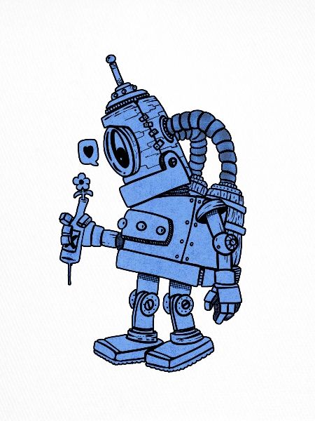 robot in love blue