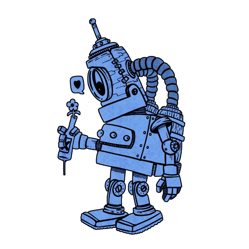Roboter in Liebe blau