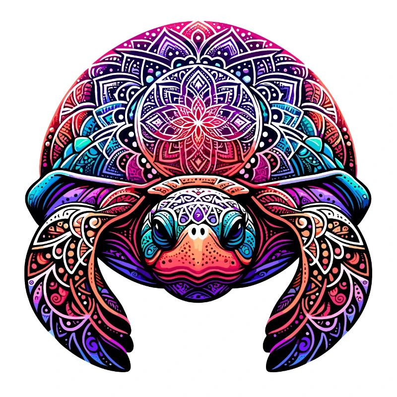 Colorful Mandala Turtle Artwork