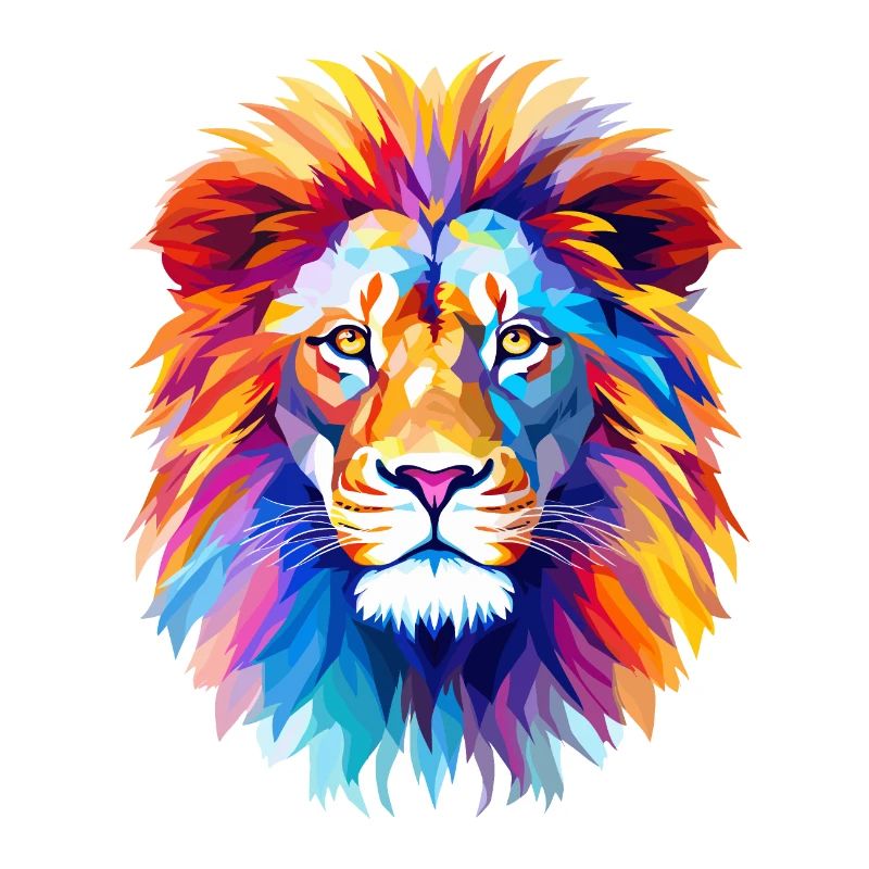 Lion géométrique coloré : Art polygonal abstrait
