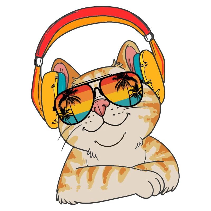 Chat-ami Chat Face avec écouteurs