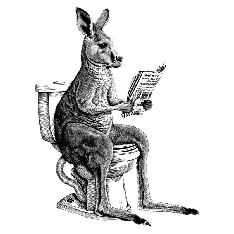 Kangaroo reading the newspaper