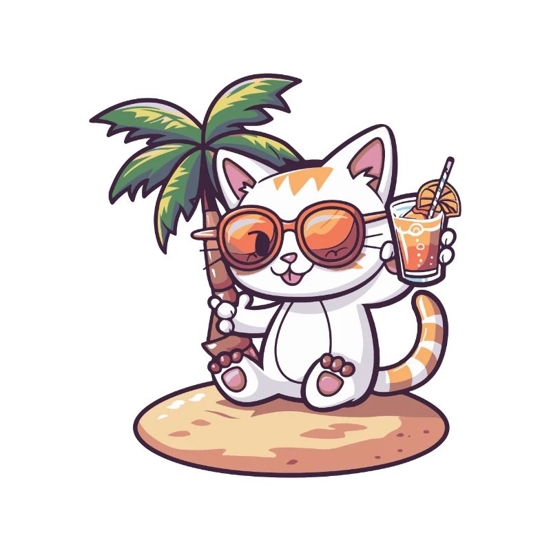 Cat Summer Beach Comic