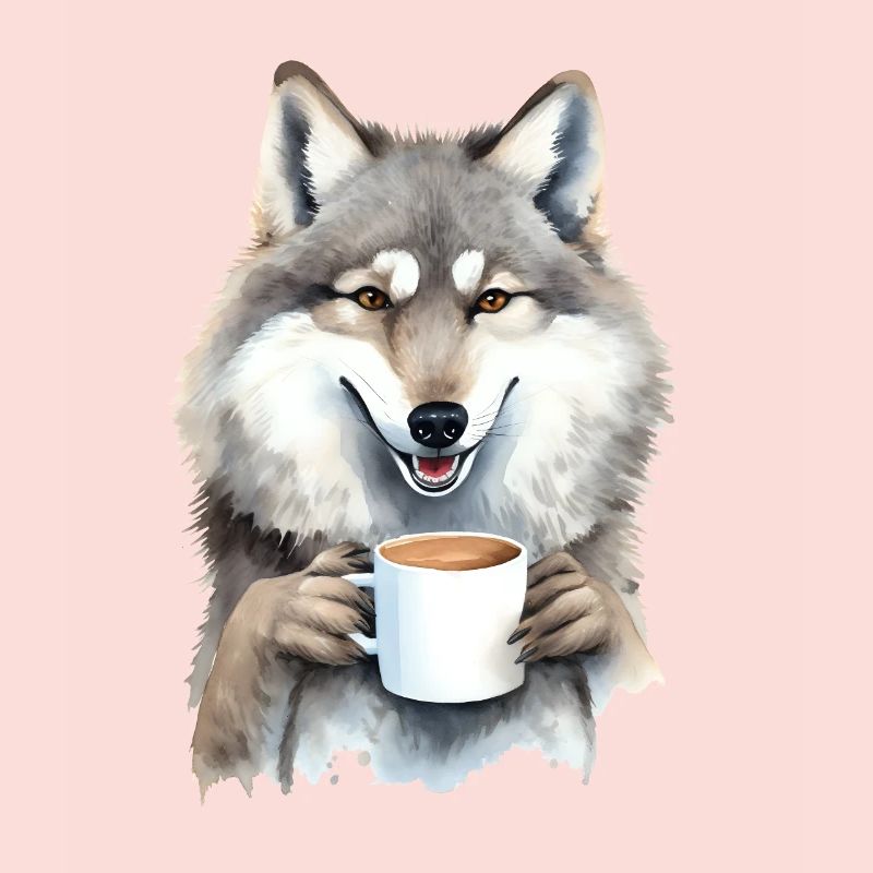 Wolf avec style aquarelle café