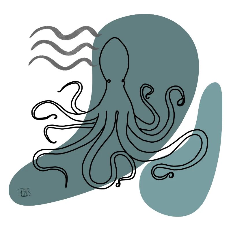 "Octopus", Boho Line Art Design, Series "Ocean"