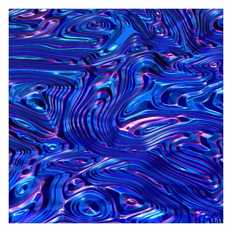 Abtrakte Wellen 3D Blau Metallic