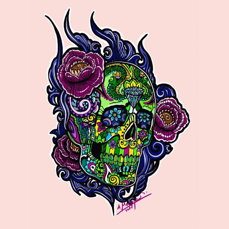 Schädel/abstraktBlüten