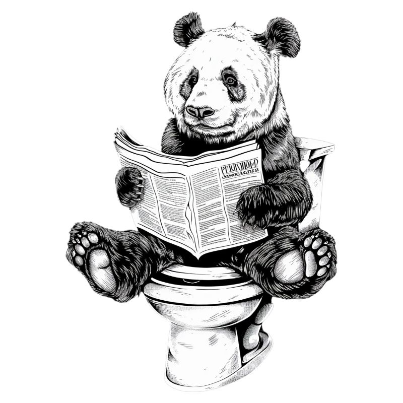 Neugieriger Panda auf der Toilette