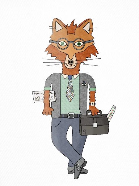 Business Fox with Briefcase